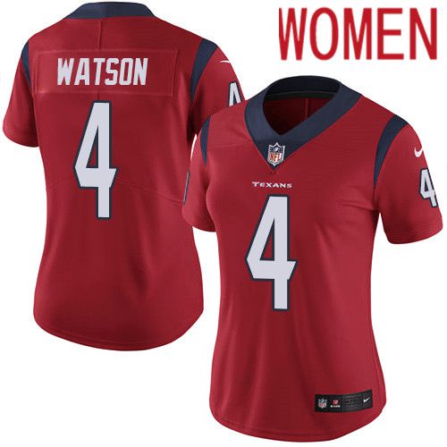Women Houston Texans #4 Deshaun Watson Red Nike Vapor Limited NFL Jersey